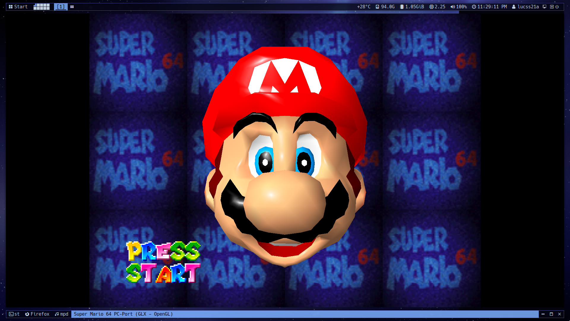 Screenshot of SM64 port