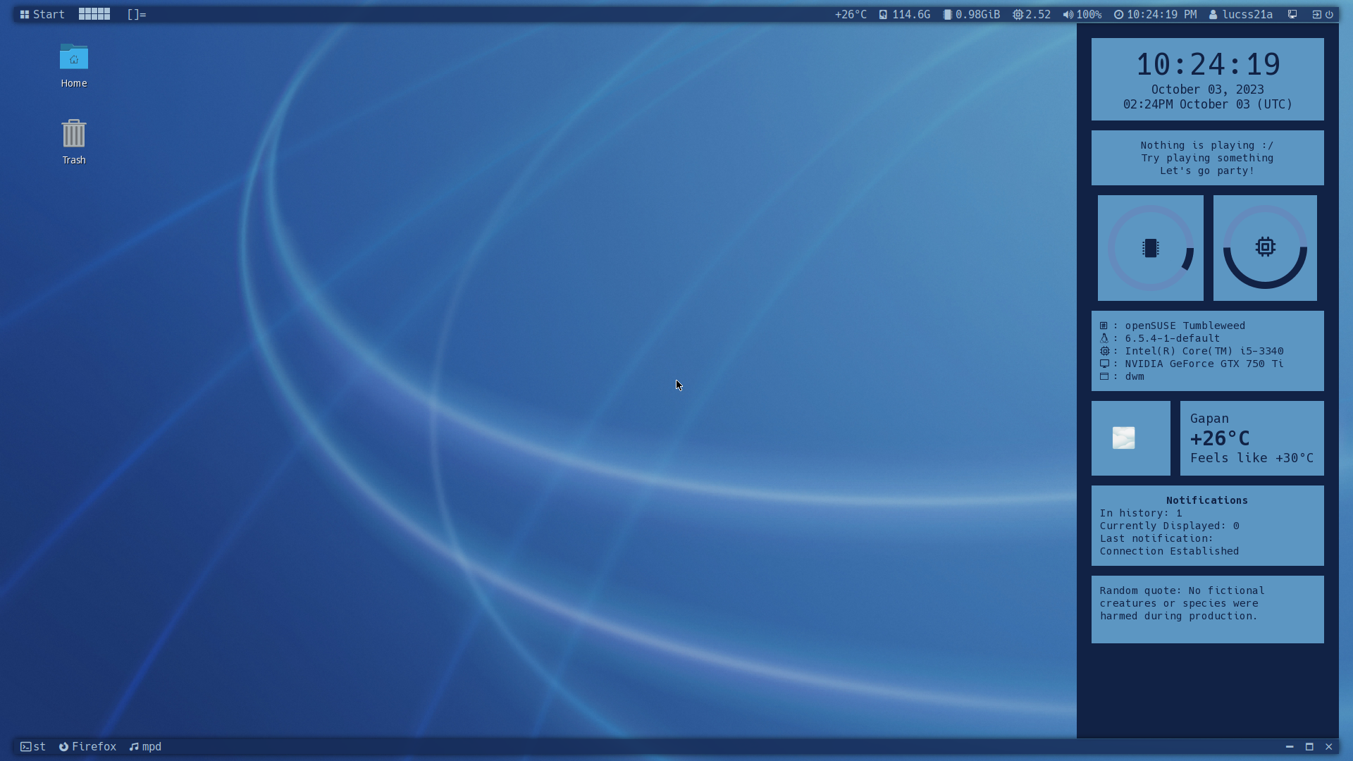 Screenshot of the desktop