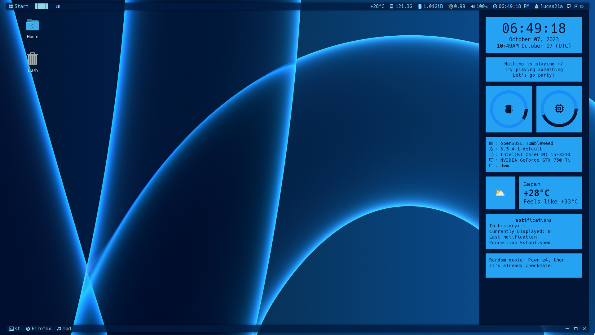 Screenshot of the desktop