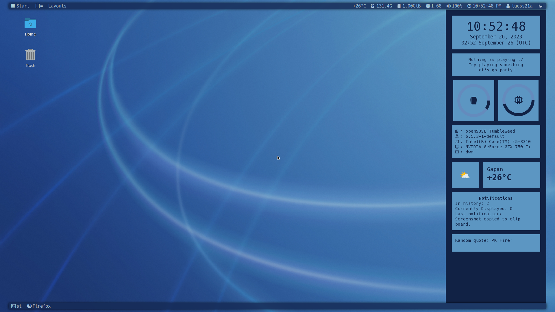 Screenshot of the desktop