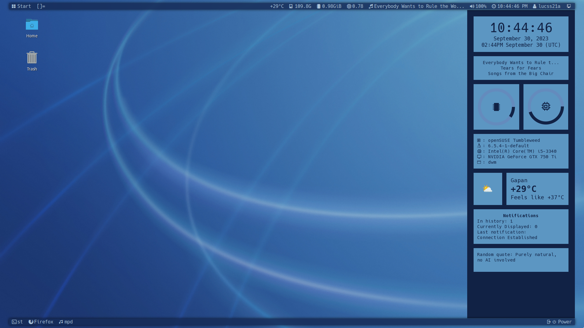 Screenshot of the desktop