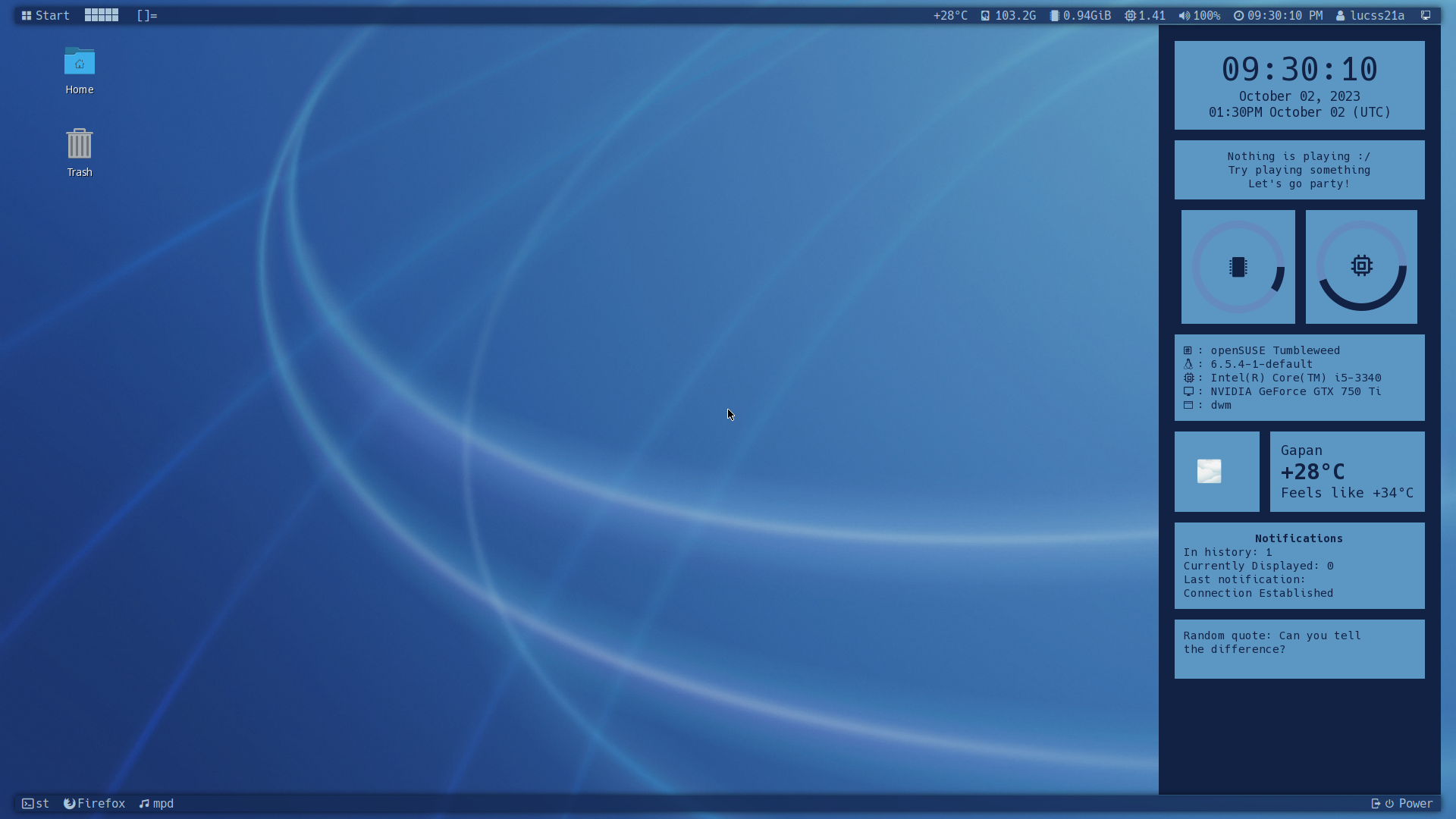 Screenshot of the desktop